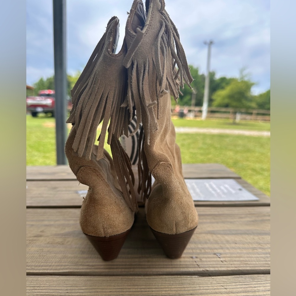Vintage Silver Star Fringe Suede Western Boots with Conchos size 6 - Picture 4 of 7